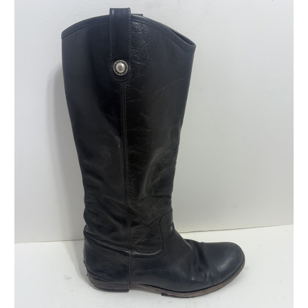 Frye Melissa Button Pull On Black Tall Leather Riding Boots Size 8.5 B